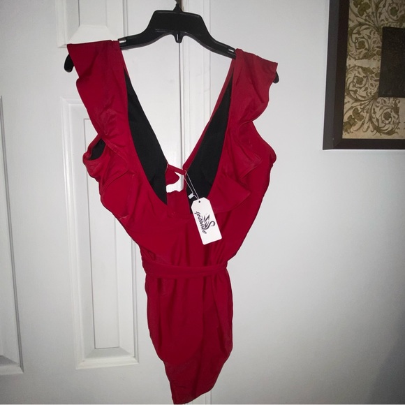 SPORLIKE‎ Womens One Piece Swimsuit With Belt NEW - Picture 2 of 2